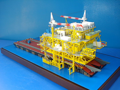 Platform On Barge Transport Model - Small Thumbnail Display | Ship & Rig Model Making